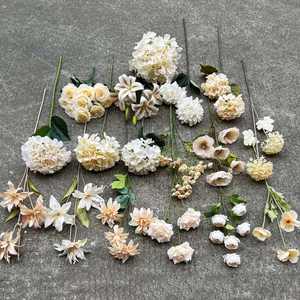 Fleurs artificielles en soie couleur champagne LO-627, fleurs neutres couleur champagne pour événements et centres de table DIY - Product Image 3