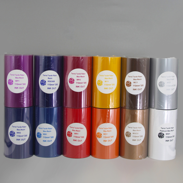 Purple,Gold, Silver, Yellow. Red, Green, Blue,White, Colorful Thermal Transfer Ribbon Wax-Resin