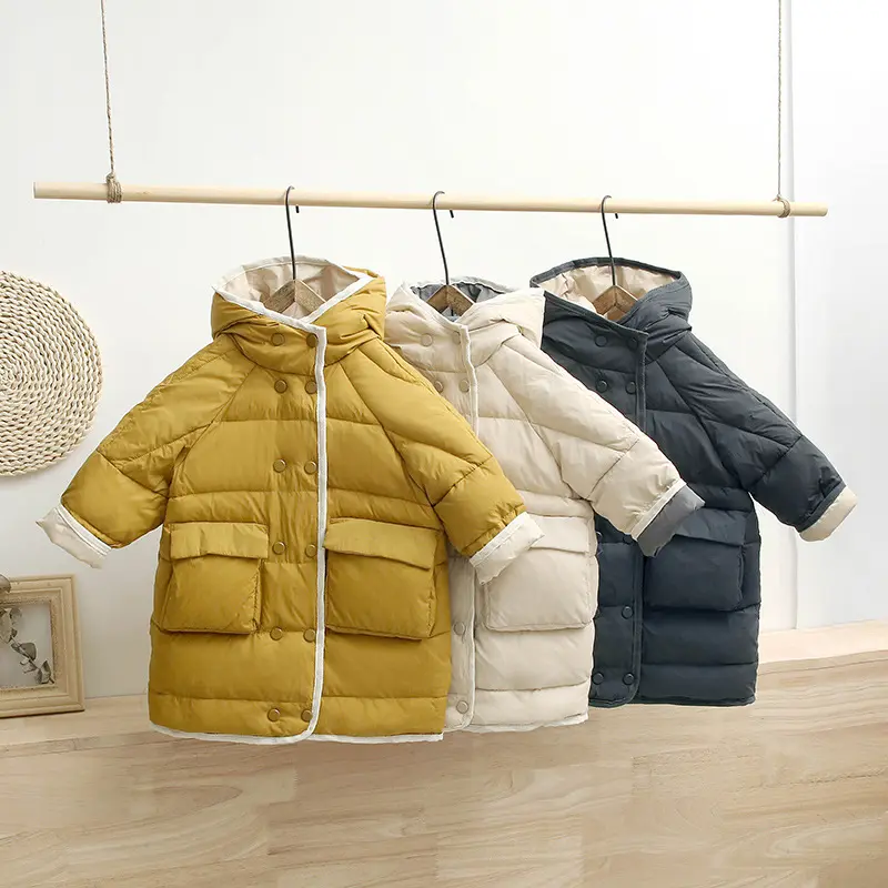 2019 Boutique Contraste Style Coréen À Manches Longues Enfants Vêtements Hiver Vers Le Bas Veste Enfants Vêtements Manteau Chaud Pour 3-8T Garçons