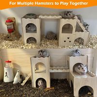 Cage à hamster multifonctionnelle en bois de pin de luxe à double couche, design moderne, plusieurs compartiments, avec échelle, pour extérieur – Meilleure vente