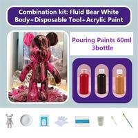 Kit de peinture fluide DIY populaire pour ours en PVC de 23 cm, pour enfants, peinture créative faite à la main, ours blancs