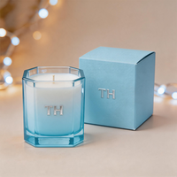 Pot à bougie en verre géométrique carré esthétique à dégradé, personnalisé, 8oz, 12oz, 16oz, pour la fabrication de bougies parfumées, boîte en vrac
