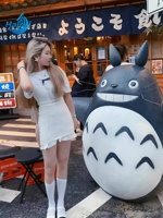 Statue de Totoro grandeur nature personnalisée pour l'extérieur, sculpture de dessin animé en fibre de verre écologique, statuette mascotte en résine d'art populaire pour