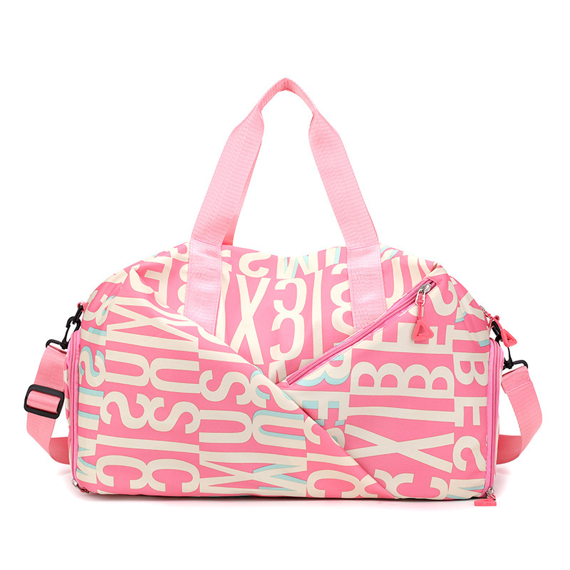 High Quality Pink Gym Travel Sport Waterproof Weekend Duffel Dry Wet Tote Bag With Shoe Compartment Oxford Travel Bag For Women