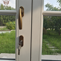 Puerta de Madera de Roble Macizo Estilo París DEMEA para Balcón, Acabado en Color Personalizado, Panel de Vidrio Transparente, Puerta Francesa Doble Abatible