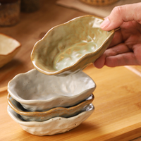 Assiettes en grès vintage à motif coquillage irrégulier pour sauces, noix et accompagnements – Idéales pour restaurants et usage domestique