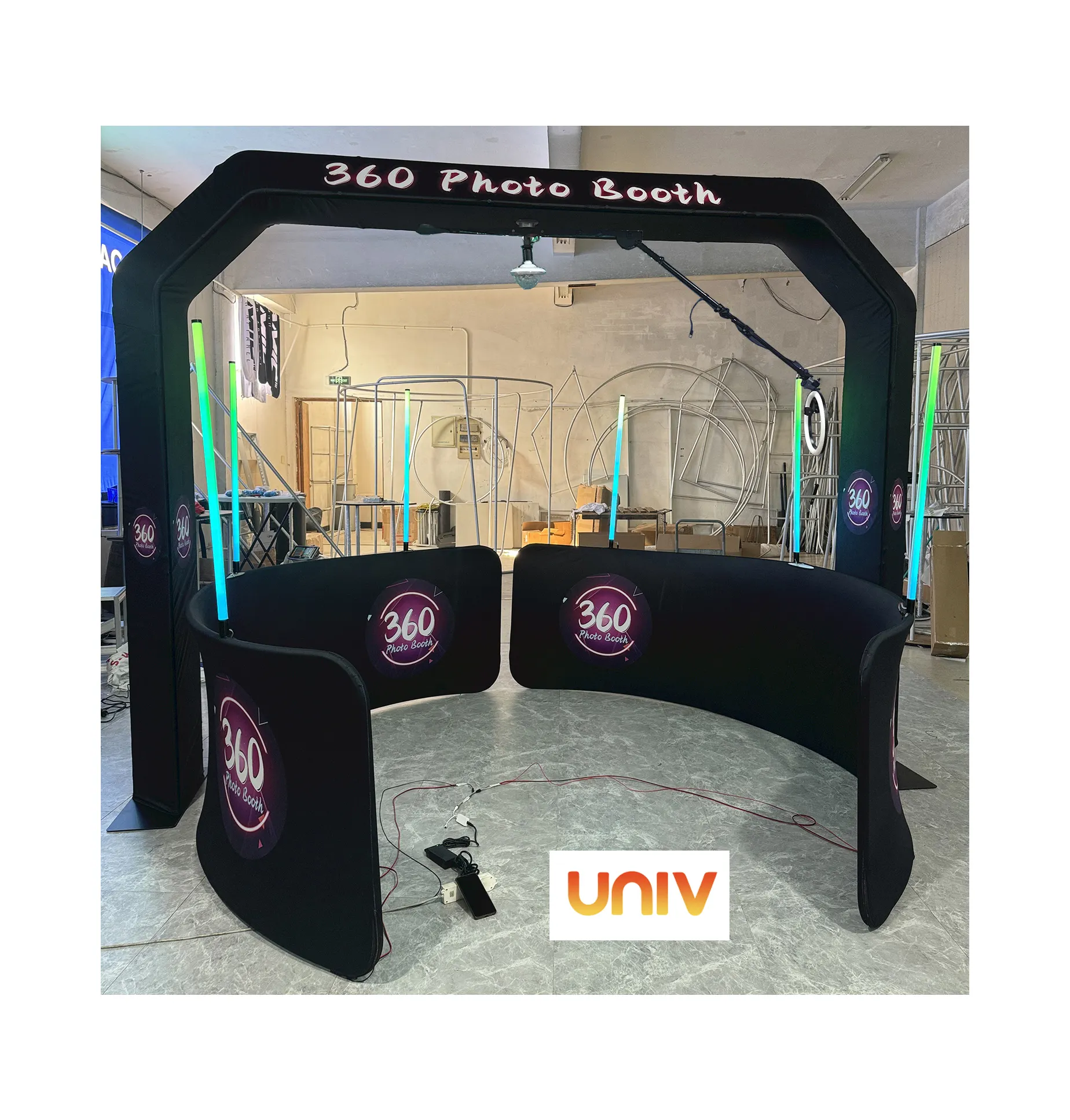 2024 nuova tecnologia Overhead 360 Photo Booth per festa di nozze Sky 360 Top Spinner Photo Booth custodia in testa sullo sfondo