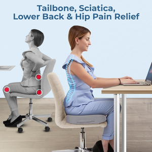 Bamboo Memory Foam Seat <strong>Cushion</strong> for <strong>Desk</strong> and Office <strong>Chairs</strong> Sciatica Coccyx Tailbone Pain Relief for Wheelchairs - Product Image 6
