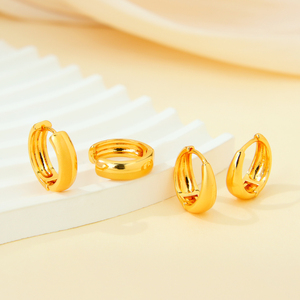 Pendientes de Aro Geométricos de Latón de Lujo para Novia, Chapados en Oro de 21k, Antideslustre, Joyería para Mujer para Fiestas - Product Image 4