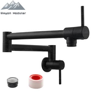 <span class=keywords><strong>Robinet</strong></span> de cuisine mural Wayon en laiton brossé gris moderne avec bras pliable - Product Image 4