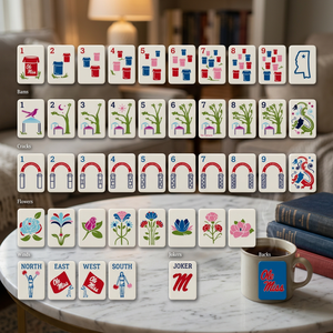 Fichas de Mahjong Acrílicas Hotty Toddy Ole Miss, 160 Piezas Estilo Americano con Cartas Joker Universales - Product Image 1