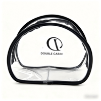 Sac de toilette transparent en PVC recyclable, réutilisable, résistant à l'eau, durable, avec fermeture éclair tridimensionnelle, pour masque facial, mascara