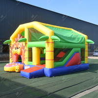 Structure gonflable Lion - Centre de jeux pour enfants avec toboggan et mur d'escalade, château gonflable extérieur pour fêtes d'anniversaire à louer