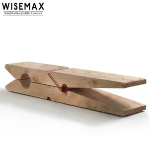 WISEMAX FURNITURE Wabi-sabi wooden furniture living room home side long wood bench chair in clamp shape side coffee table