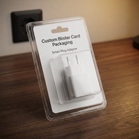 Boîte d'emballage en plastique pour produits électroniques grand public, articles de quincaillerie, avec support en PET transparent et carte de présentation, emballage à clapet