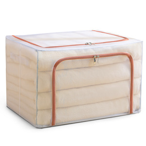 66L Net Yarn Transparent Folding Storage Box Steel Frame Waterproof Fabric Storage Box For Quilt Clothing
