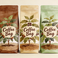 Sachet Doypack Personnalisé en Papier Kraft avec Fenêtre, Refermable à Fermeture Éclair, Qualité Alimentaire, pour Grains de Café, Café Moulu, Produits de Boulangerie