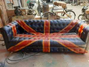 Elegant Genuine Leather Chesterfield Couch Set Luxury American <b>Sofa</b> Furniture Button Tufted Midcentury Living Room Sponge Mall - Product Image 2