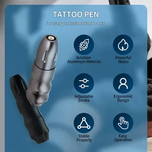 Máquina de tatuaje rotativa de 3.5mm con profundidad de aguja ajustable, motor silencioso y potente, tipo cartucho para delinear y sombrear. - Product Image 2