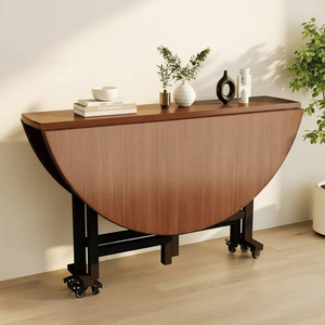 Tavolo da Pranzo Rotondo Pieghevole a 4 Posti, Moderno con Motivo in Marmo Bianco, Arredamento per Sala da Pranzo con Ruote Bloccabili - Product Image 2