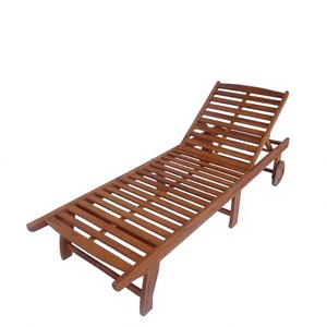 Chaise longue moderne en teck pour extérieur, chaise de piscine inclinable, mobilier de patio, style côtier, design durable sans accoudoirs - Product Image 5