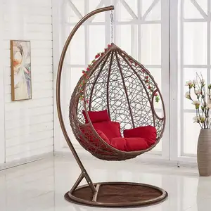 Neues Design Birnen form Outdoor Rattan Schaukel runder Kreis Indoor Vogelnest Schaukel für Erwachsene