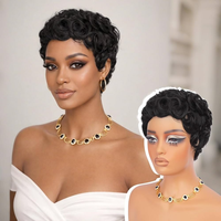 Perruques Courtes en Cheveux Humains 100% Naturels, Vierge Brésilienne Remy, Entièrement Faite à la Machine, avec Dentelle Frontale, pour Femmes Noires - Vente en Gros
