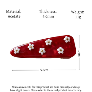 Pinzas para el Cabello de Mujer con Clip de Pato de 5.5cm, Diseño Floral Navideño Europeo, Acetato Ecológico de Alta Calidad, Logotipo Personalizado Fanxing - Product Image 5