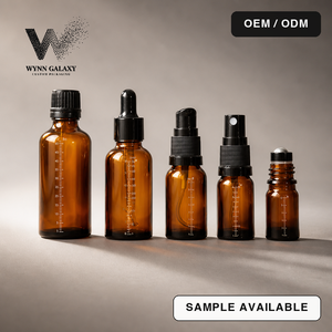 Bouteilles en verre ambré avec pulvérisateur à gâchette fine pour toner, brume faciale, eau capillaire – Fournisseur de contenants d'emballage - Product Image 1