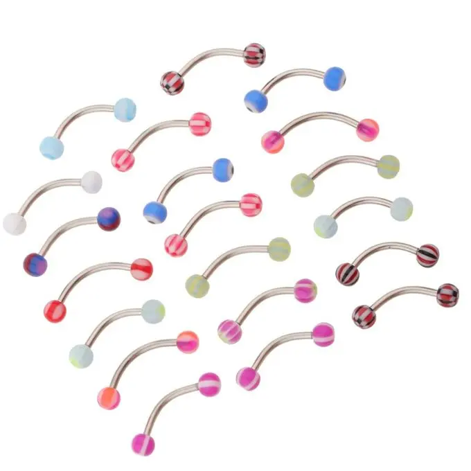 Eyebrow Piercing Jewelry Acrylic Ball Curved Barbell Eyebrow Ring Stainless Steel Body Piercing Jewelry Wholesale