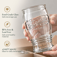 Verre à bière vintage en verre Mason gaufré de 470 ml avec pied, idéal pour cocktails et jus, vente en gros, OEM