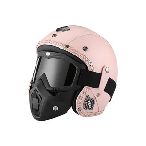 Gold Supplier Xs S M L Xl Xxl Size Motorcycle Open Leather Open Face Helmets For Motorcycle JYT555 Helmets