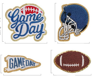 Tự làm trò chơi ngày vá sắt trên Chenille bóng đá vá Cờ Mũ bảo hiểm gameday bóng đá vá cho sân vận động túi nylon Túi mũ và Áo sơ mi - Product Image 4