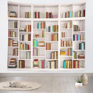 Decoración de pared de 92W x 70H, tapiz de estantería, libros mágicos antiguos, arte de pared para sala de estudio, sala de estar, decoración de habitación de niños, pared de biblioteca - Product Image 3