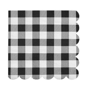 13x13 Inches 2 Ply No Scalloped Black White Plaid Disposable Paper Napkins 18gsm Wooden Pulp Square Bag Style Premium Serviettes - Product Image 3