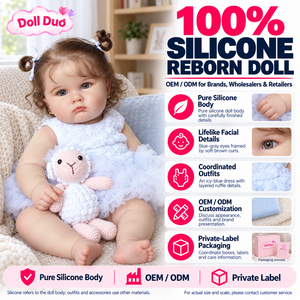 Muñeca Reborn de Silicona de Cuerpo Completo de 18 Pulgadas, Personalizada, con Vestido Azul y Doble Moño, Realista, Regalo de Navidad para Niños - Product Image 1