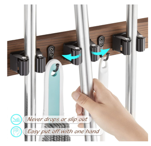 Portaoggetti da Parete <span class=keywords><strong>in</strong></span> <span class=keywords><strong>Legno</strong></span> FSC per Lavanderia e Cucina, Organizzatore per Attrezzi da Giardino, Supporto per Scope e Mop - Product Image 3