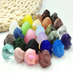 Wholesale Natural Crystal Carving Handmade Polished Mini Crystal Cartoon Flame Caved For Gifts