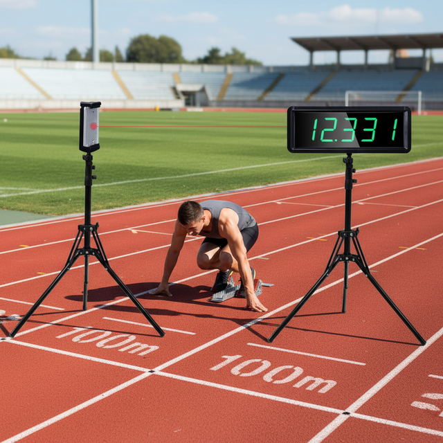YIZHI Athletes Sprints Race Timing Track System Clock with High Tripod Stand, Wireless Laser Sensor Timer for Running Speed Test