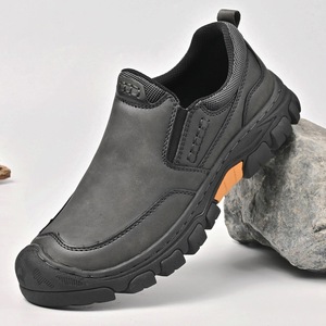 Mocassins pour hommes à enfiler, dessus en PU, semelle en caoutchouc, doublure en peluche, motif uni, chaussures décontractées - Product Image 2