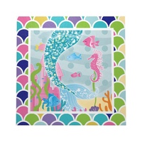 Artículos de Fiesta de Cumpleaños de la Sirenita para Adolescentes, Desechables, Ecológicos, de Papel, Diseño Azul de Dibujos Animados, para Uso en Interiores, Precio de Fábrica, Gran Venta