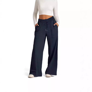 Pantalon large décontracté style européen et américain automne-hiver 2026, <span class=keywords><strong>taille</strong></span> haute avec cordon de serrage, couleur unie, anti-plis pour <span class=keywords><strong>femme</strong></span> - Product Image 4