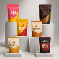 Sachets personnalisés en aluminium à fermeture éclair avec fermeture à pression pour fruits secs, chocolat et épices, sachet en aluminium en vrac