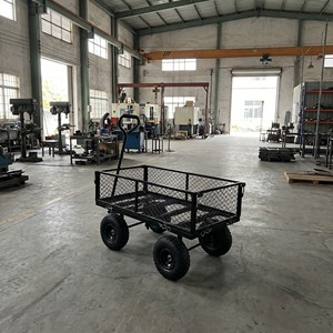 Black Steel Mesh 4-Wheel Utility Cart with D-Handle for Outdoor Use - Product Image 2