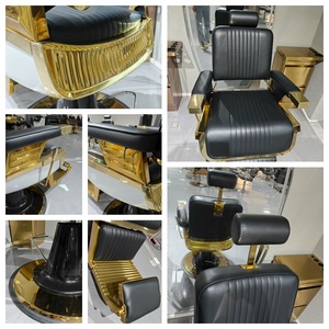 Chaise de coiffeur moderne en or noir robuste avec repose-pieds siège de coiffeur inclinable élégant et confortable pour salon de <span class=keywords><strong>coiffure</strong></span> - Product Image 3