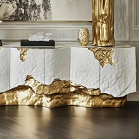 Buffet moderne de luxe léger en MDF et bois massif, personnalisable en couleur et taille, pour hôtel et salon, armoire de rangement polyvalente