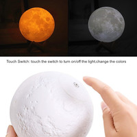 Usine pas cher 3D imprimé lune lampe colorée tactile USB LED veilleuse rechargeable veilleuse pour la décoration intérieure cadeau créatif