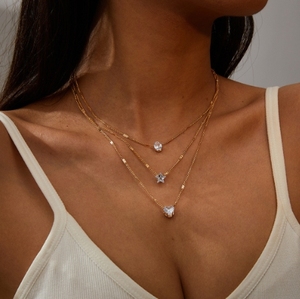 Venta al por mayor de joyería Unisex Vintage pentagrama multicapa amor corazón estrella circón encanto gota colgante 18K chapado en oro Retro - Product Image 5