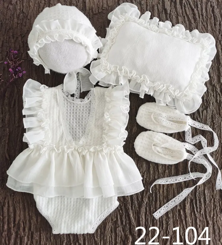 Ivy42300A Roupas para Fotografia de Recém-nascidos Bonito Flores Chapéu de renda e Macacão para Bebês meninas Adereços para fotos