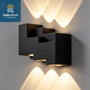 Lampe murale extérieure étanche, éclairage décoratif de jardin à double tête, projecteur mural lumineux haut et bas - Product Image 3